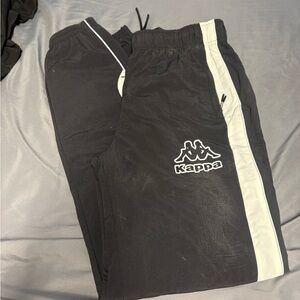Kappa Black Joggers with White Side Stripe